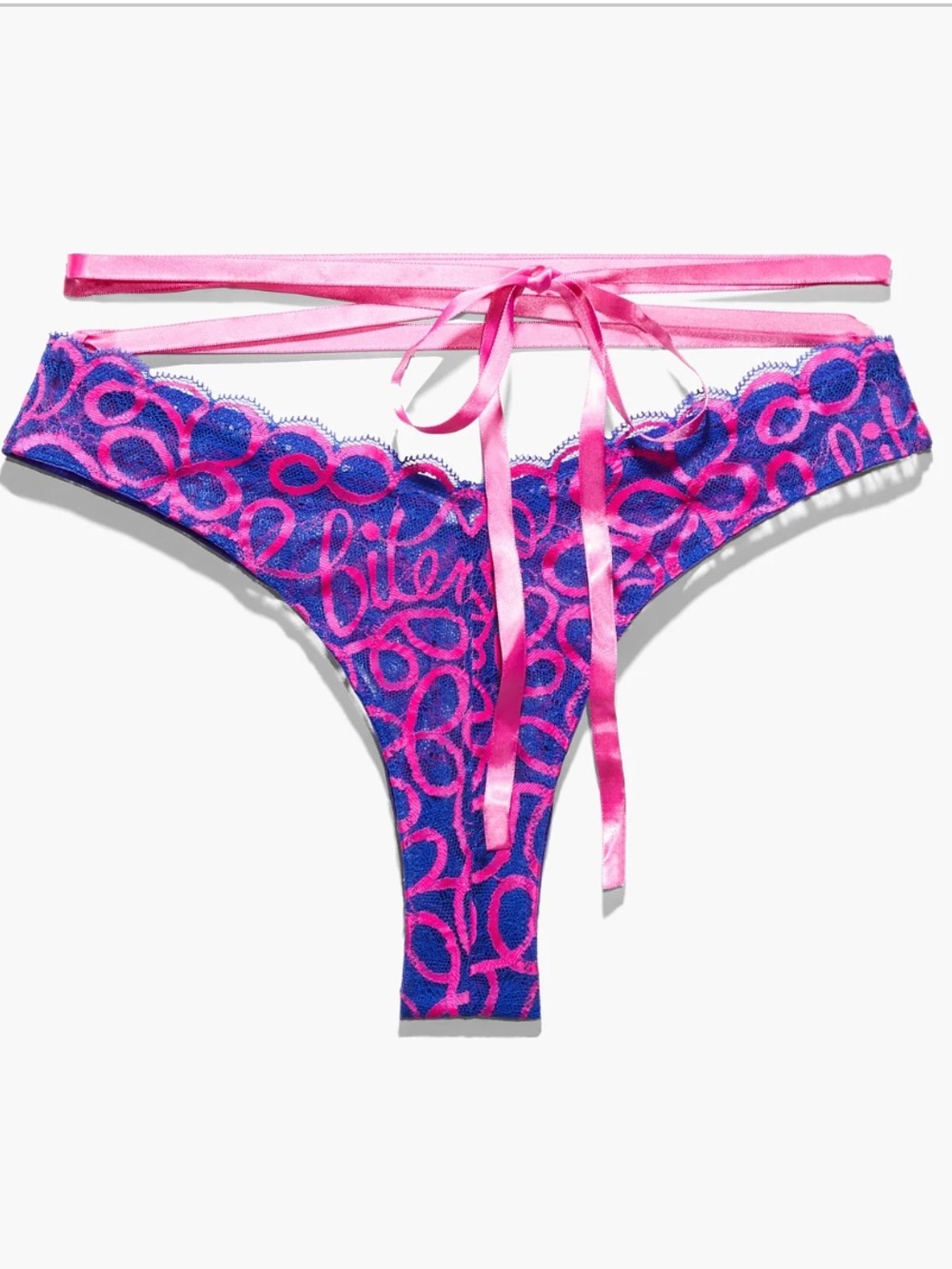 Ribbon Writing Lace Brazilian With Removable Tie